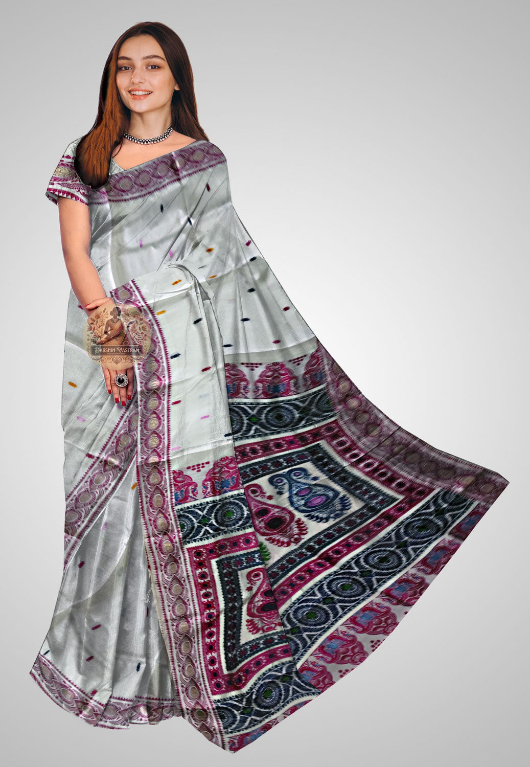 Buy Baluchari Silk Saree online – Heritage Handloom Baluchari Silk front view