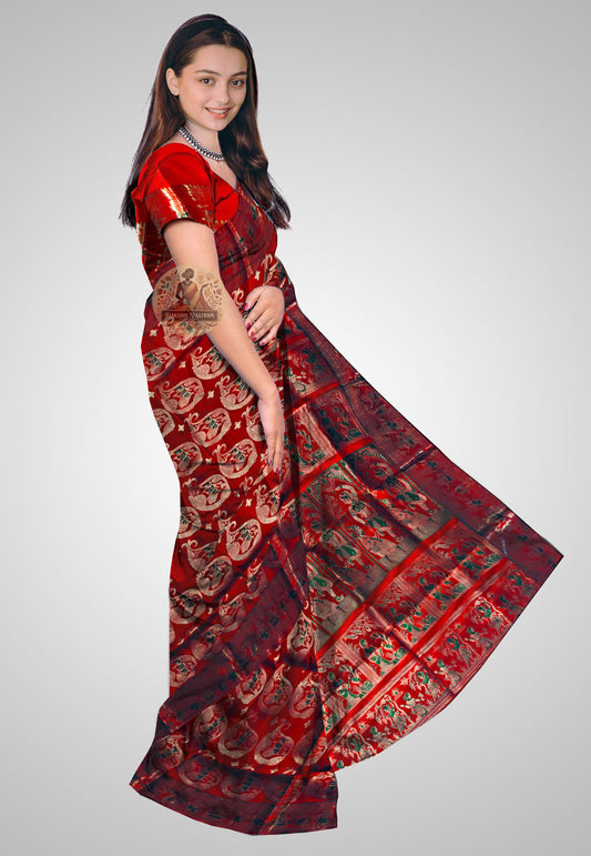 Buy Handloom Swarnachari Pure Silk Saree online – side view