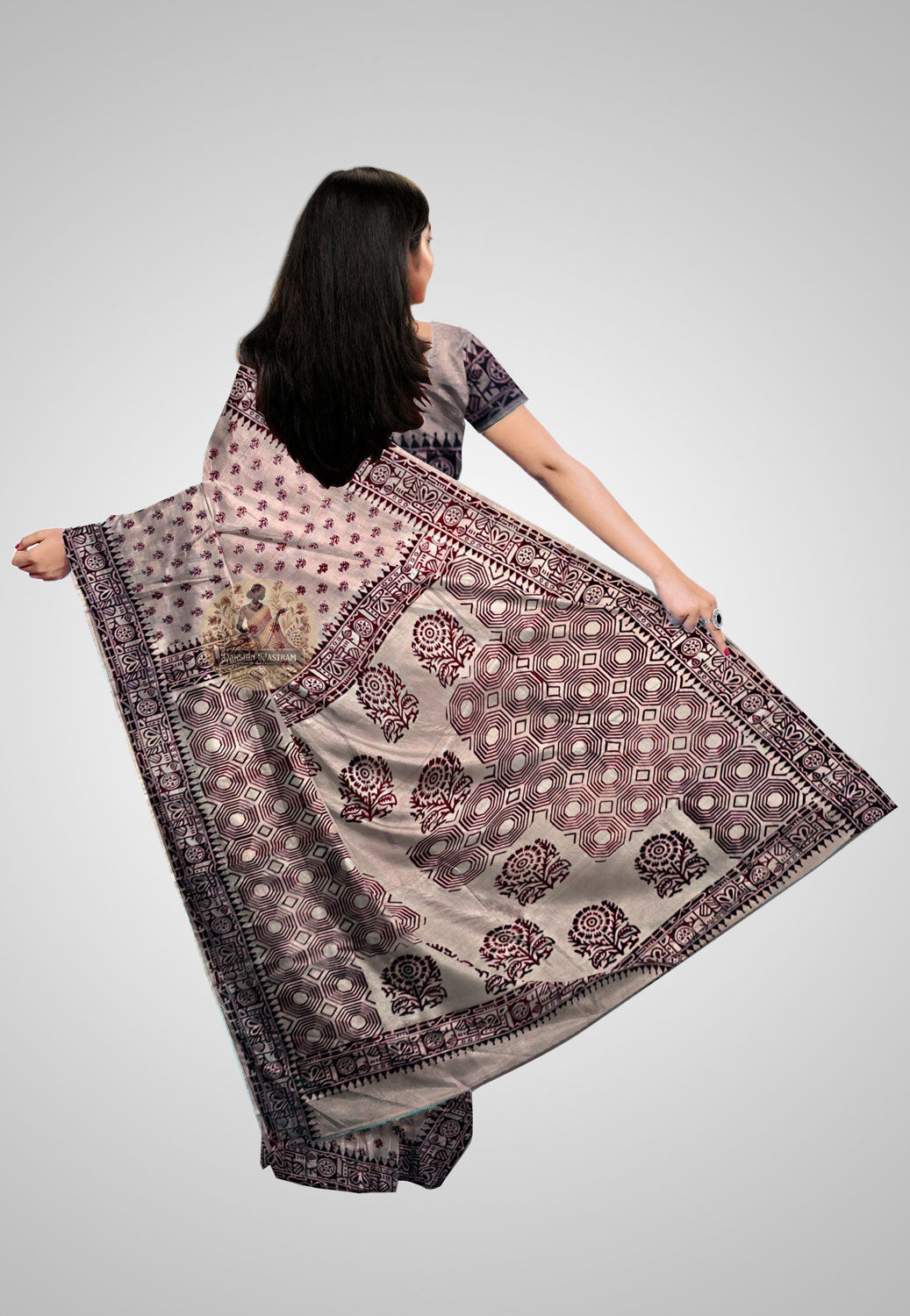Buy Bishnupuri Katan Silk Saree online – Bishnupuri Katan Silk Saree rear view