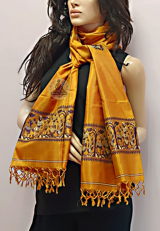 Order Indian Silk Stole – Side view showcasing flowing drape