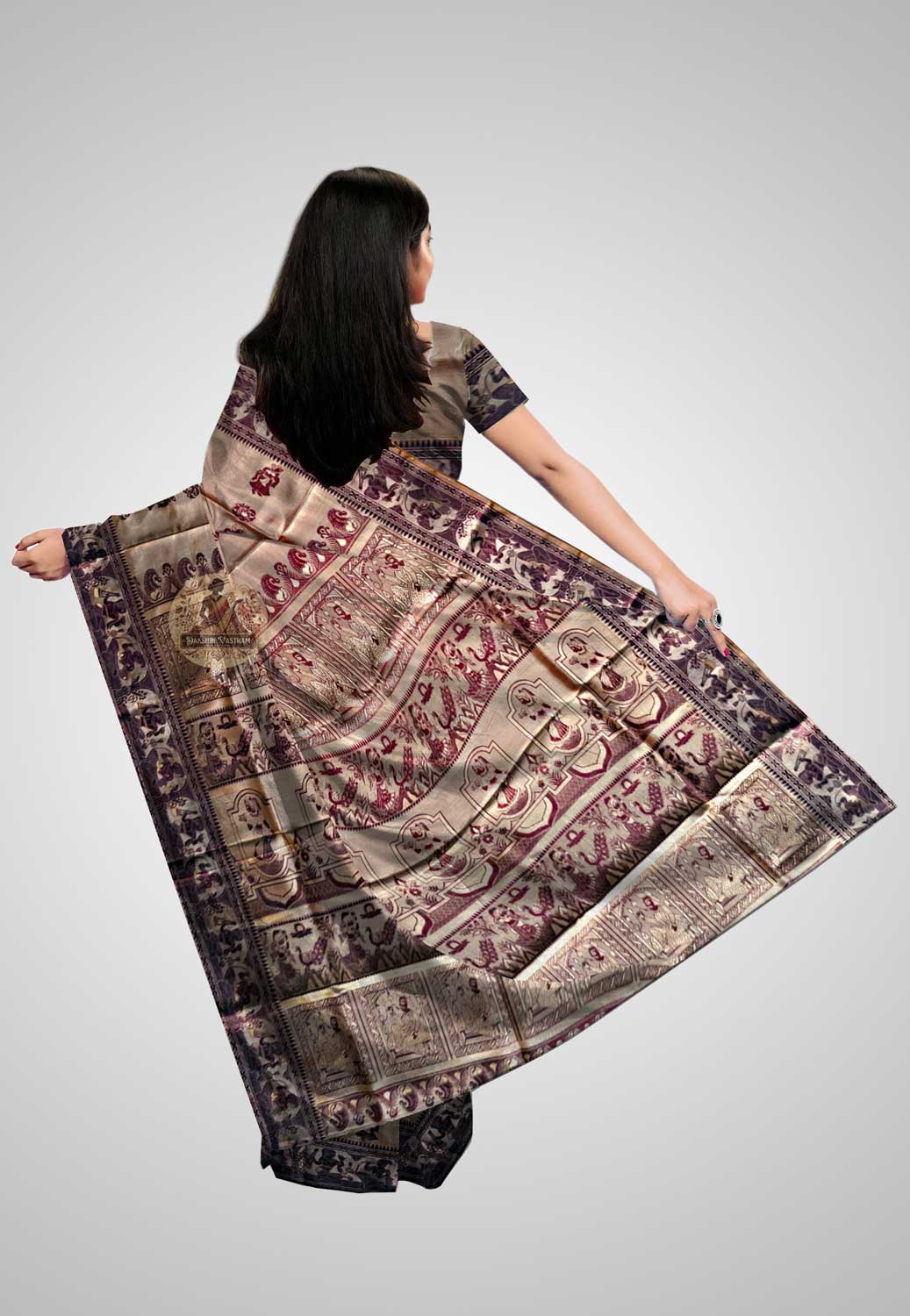 Elegant pure silk saree showcasing traditional artistry
