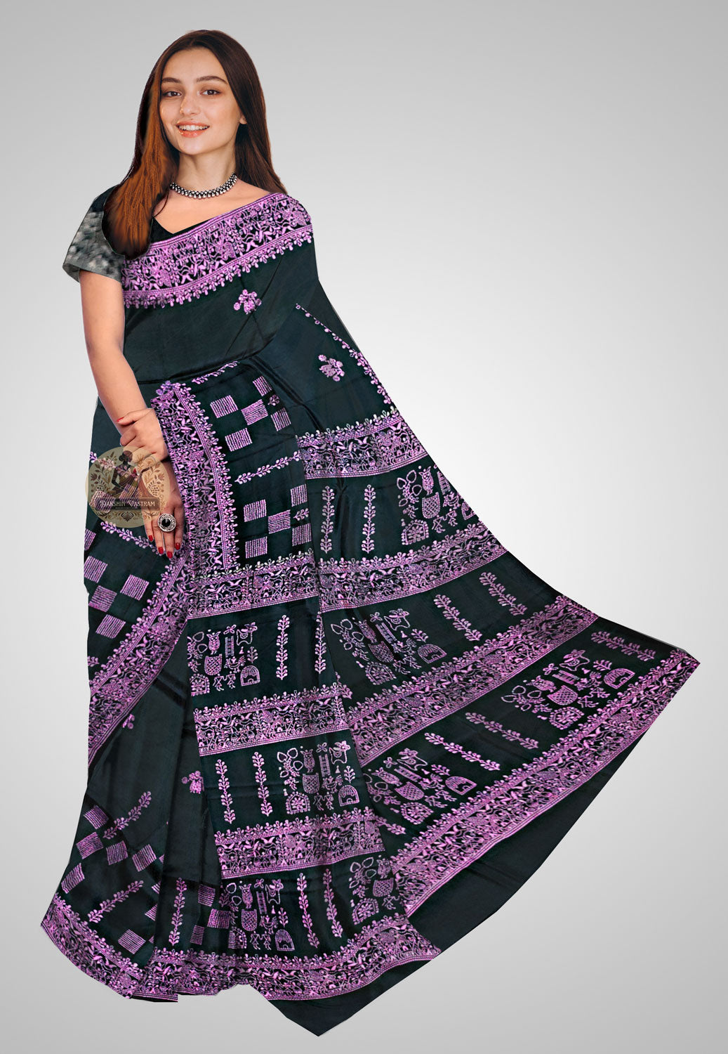Pure silk saree with elegant drape and luxurious texture