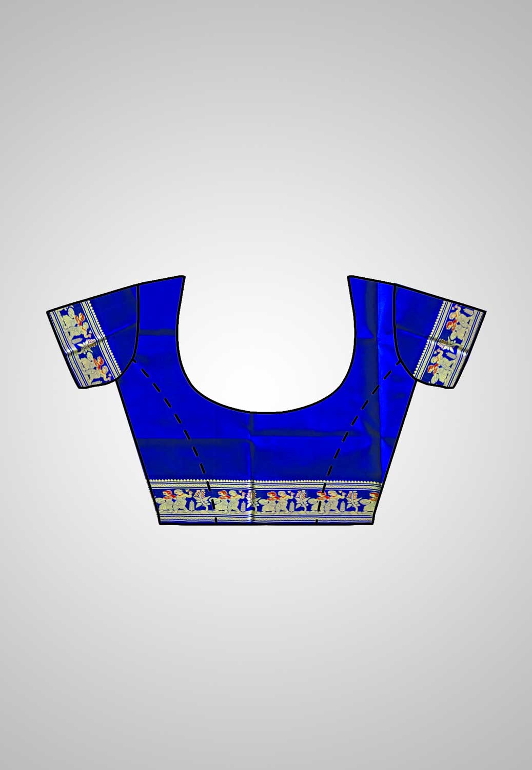 Blouse view of Handloom Baluchari Saree with delicate embroidery and detailed design