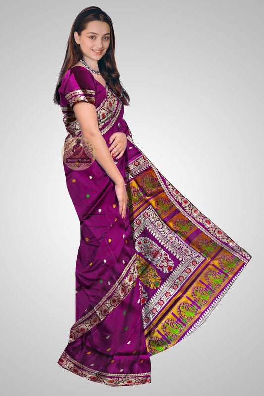 Buy Baluchari Silk Saree online – Baluchari Handloom Pure Silk Saree side view