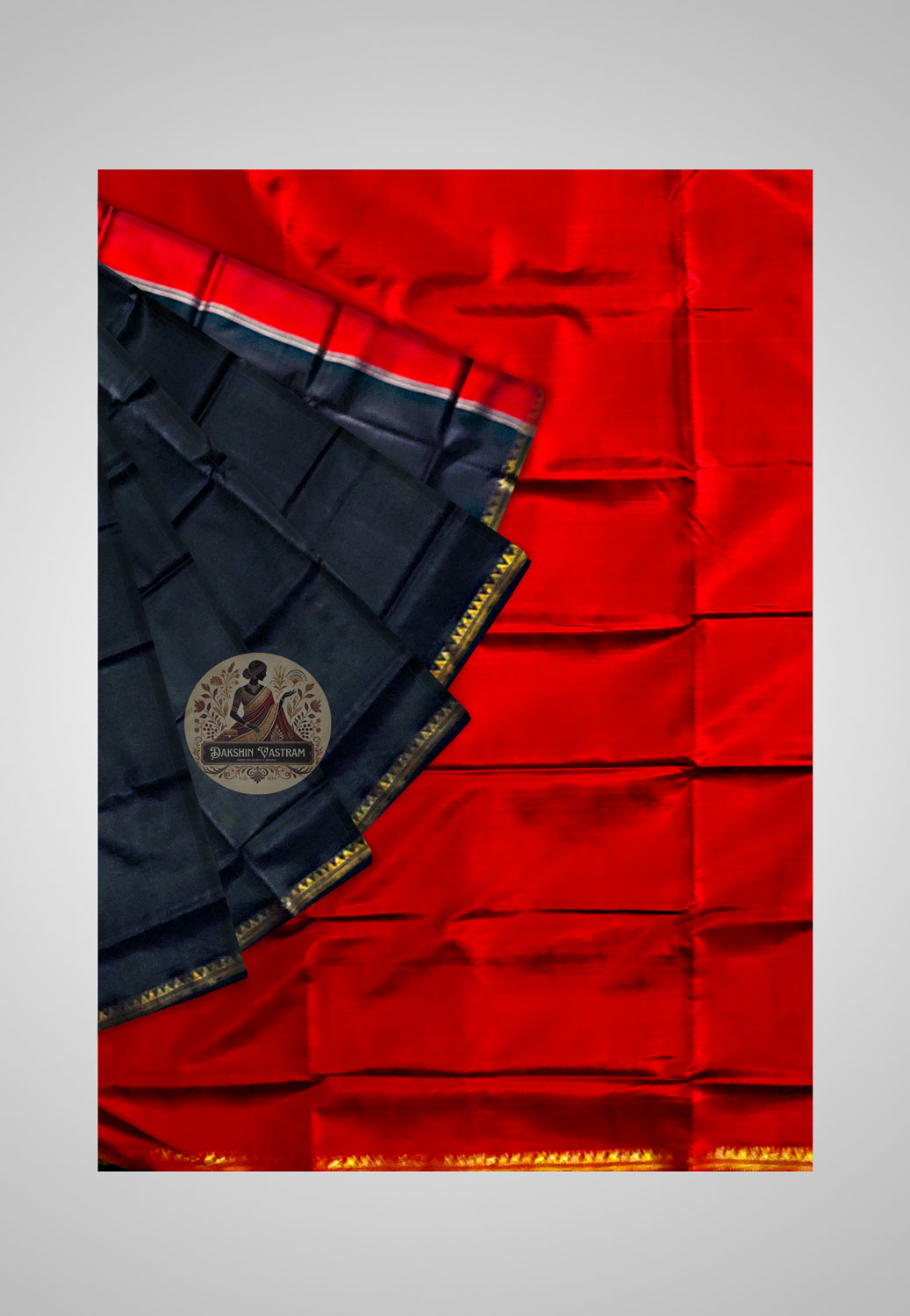 Flowing silk saree with detailed artisanal work