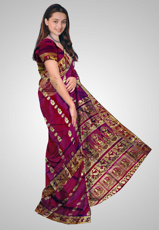 Buy Baluchari Silk Saree online – Baluchari Pure Silk Saree side view