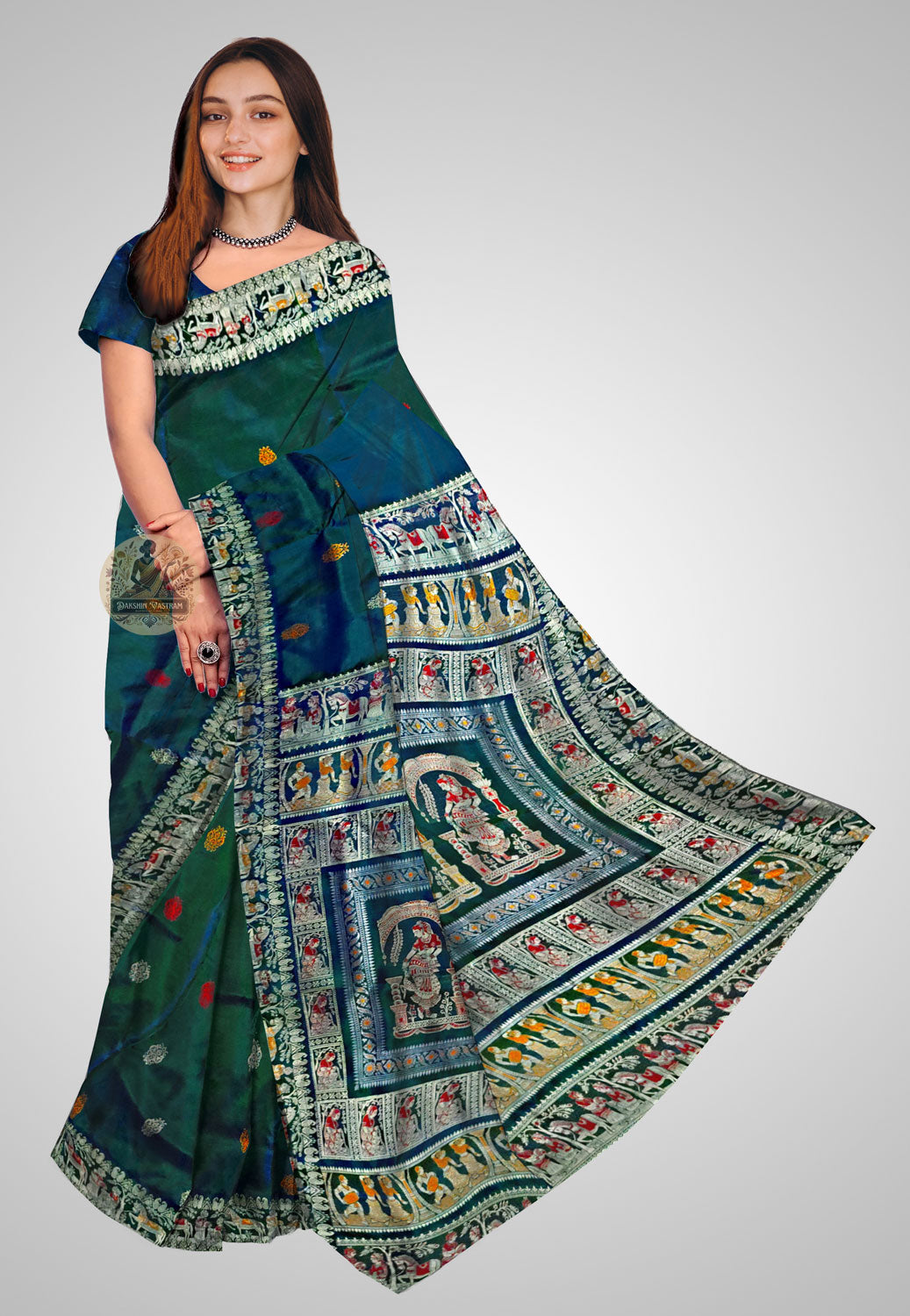 Buy Handloom Baluchari Pure Silk Saree online – front view