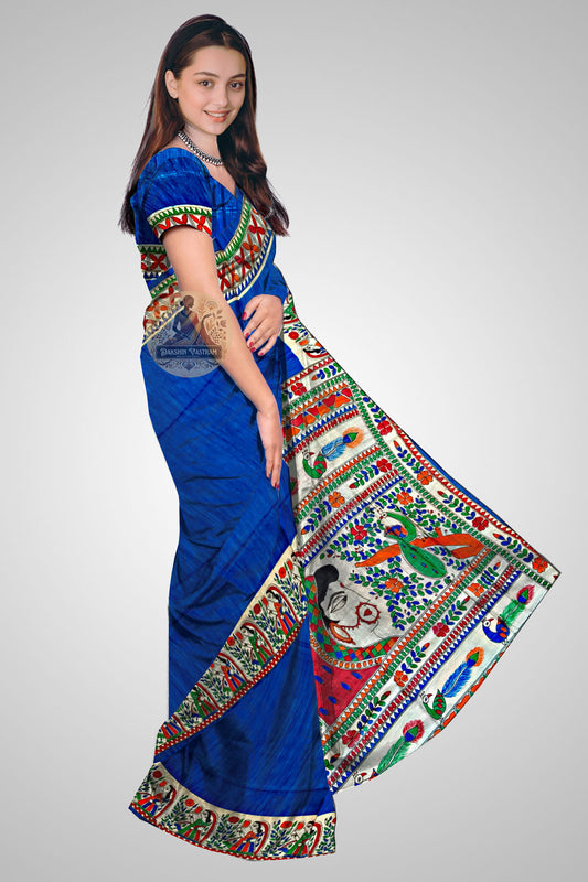 Shop Indian Tussar Saree – Side profile in raw silk