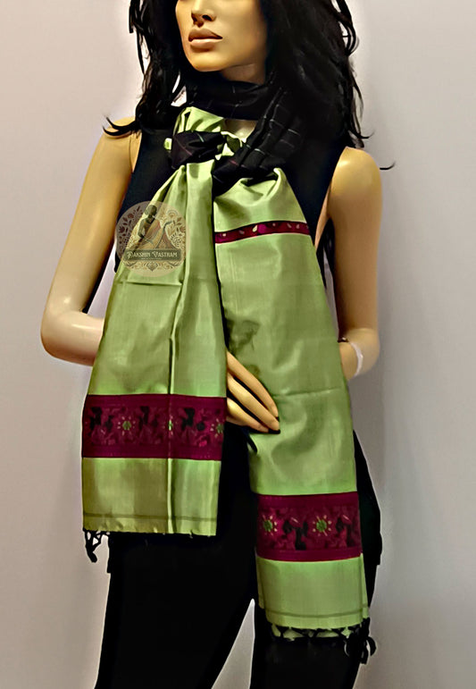 Discover Handloom Silk Stoles – Draped stole side profile