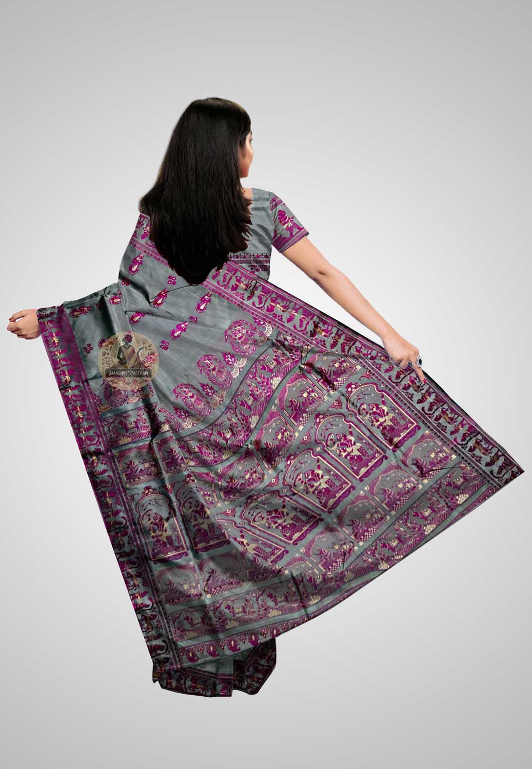 Luxurious pure silk saree with glossy texture and refined detailing