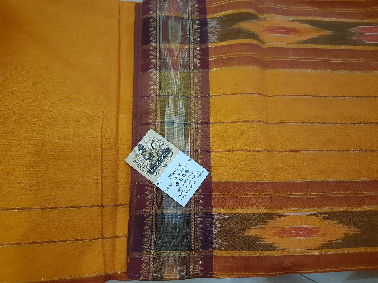 Side view of Kochampallu Saree showcasing soft, breathable organic cotton material