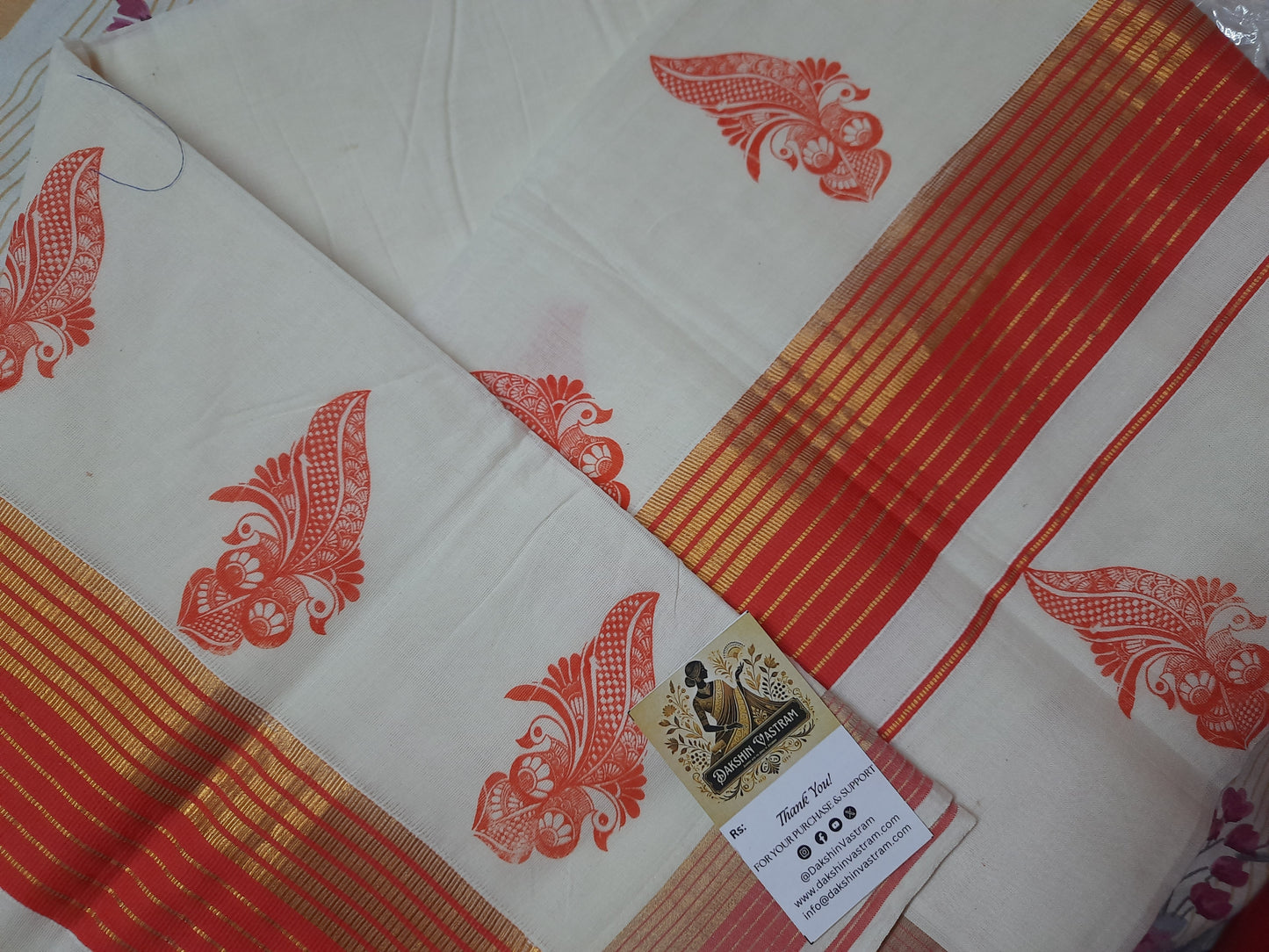 Kasavu Saree | The Kasavu Saree is made from 100% organic cotton, ensuring a sustainable and environmentally-friendly option for your wardrobe