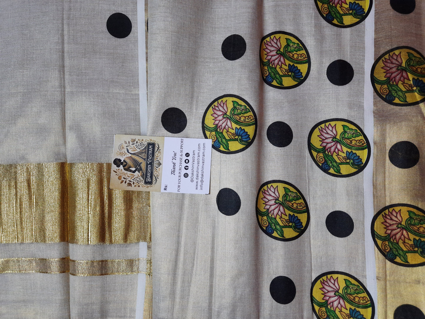 Kasavu Saree | Made from natural, chemical-free cotton, this saree is not only eco-friendly but also soft and comfortable to wear