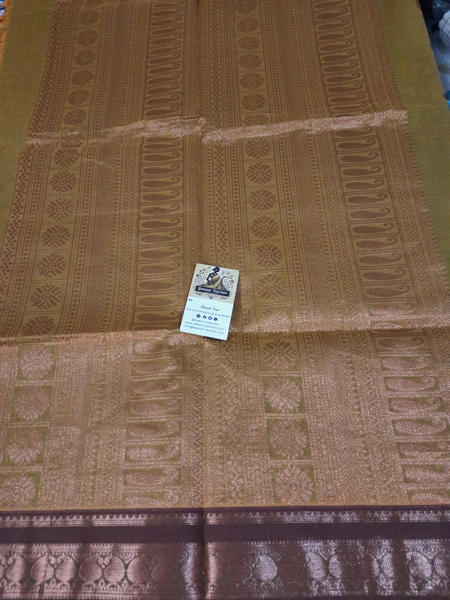 Blouse piece of Handloom Copper Zari featuring detailed traditional patterns and refined design