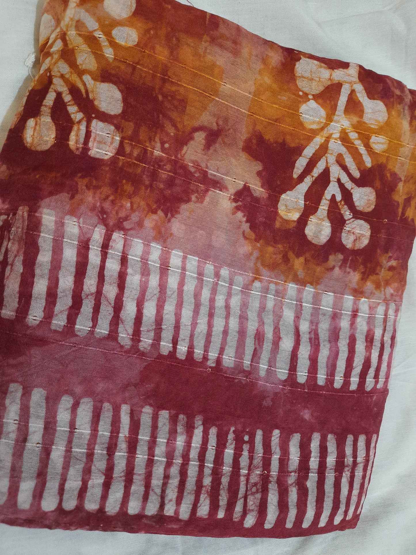 Saree Rear View: Rear view of Dola Cotton Saree emphasizing its smooth, soft texture and sustainable design.