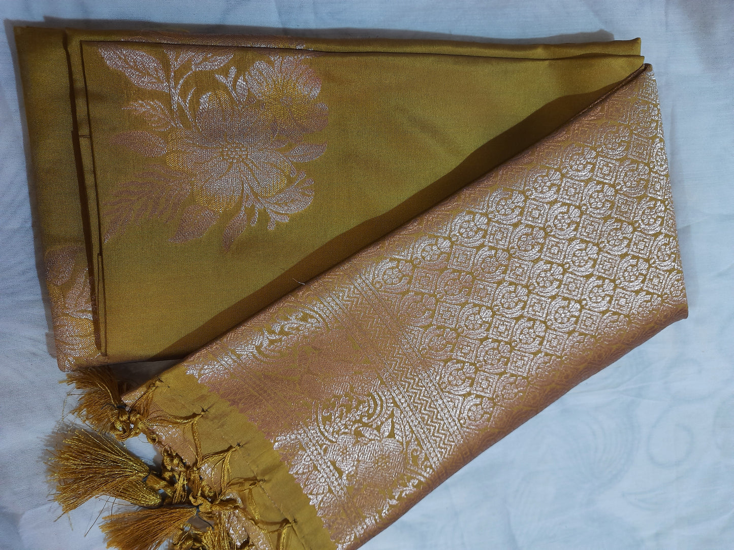 Side view of Semi Silk Saree with elegant draping and luxurious feel