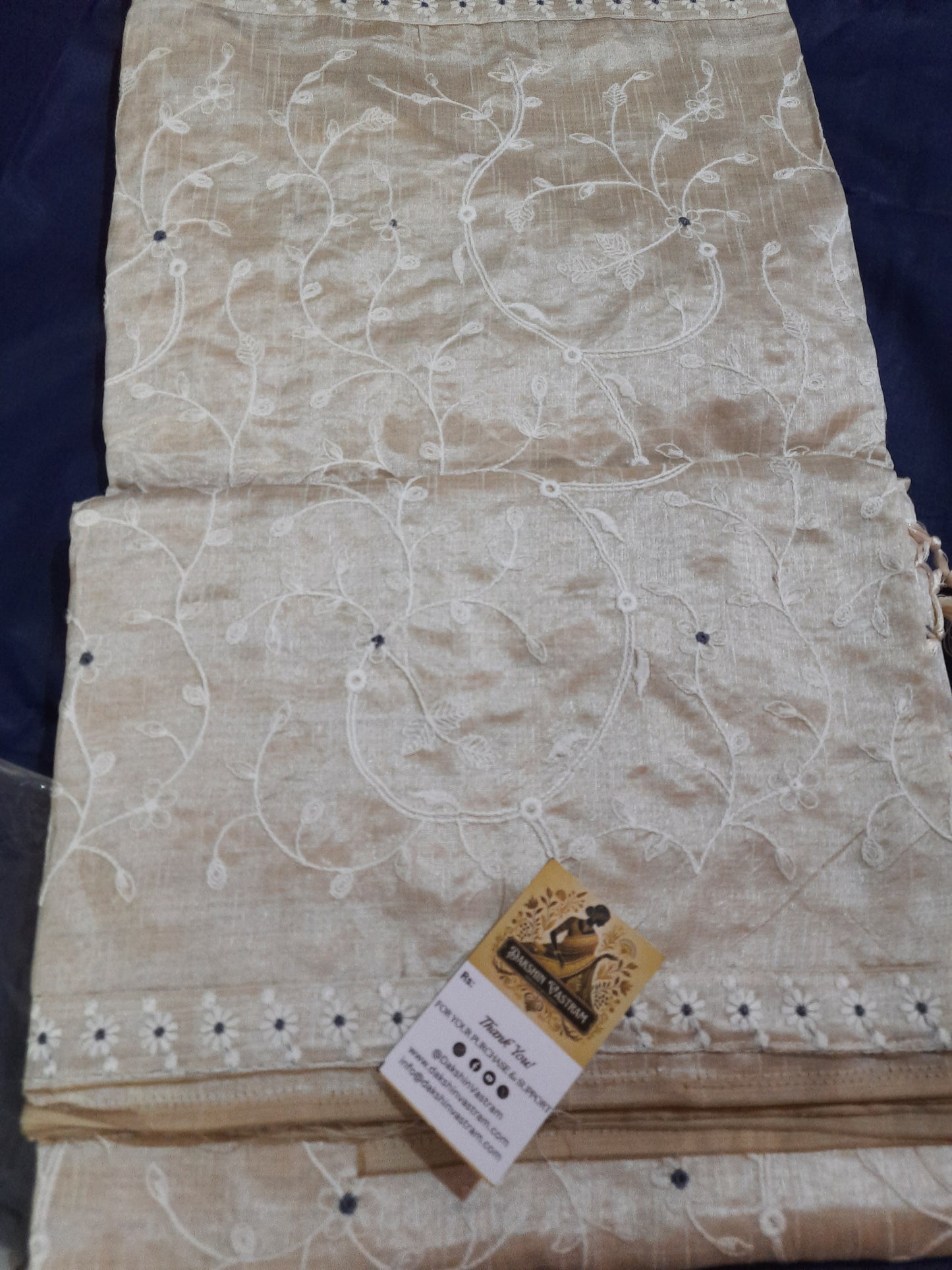 Tussar Embroidery Saree | Experience the luxurious and sustainable benefits of this Tussar Embroidery Saree