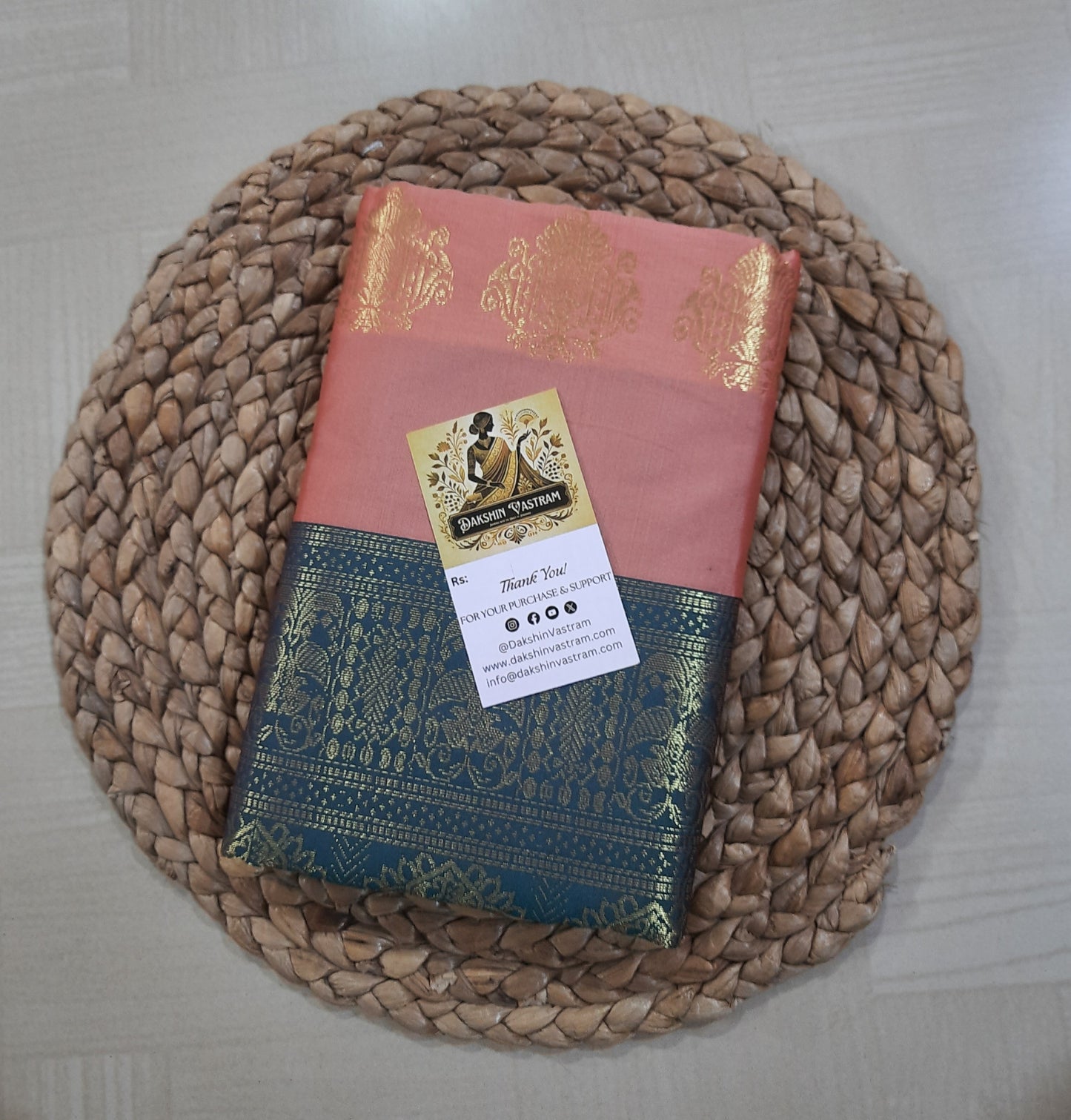 Front side view of Semi Silk Saree with lightweight fabric and soft texture