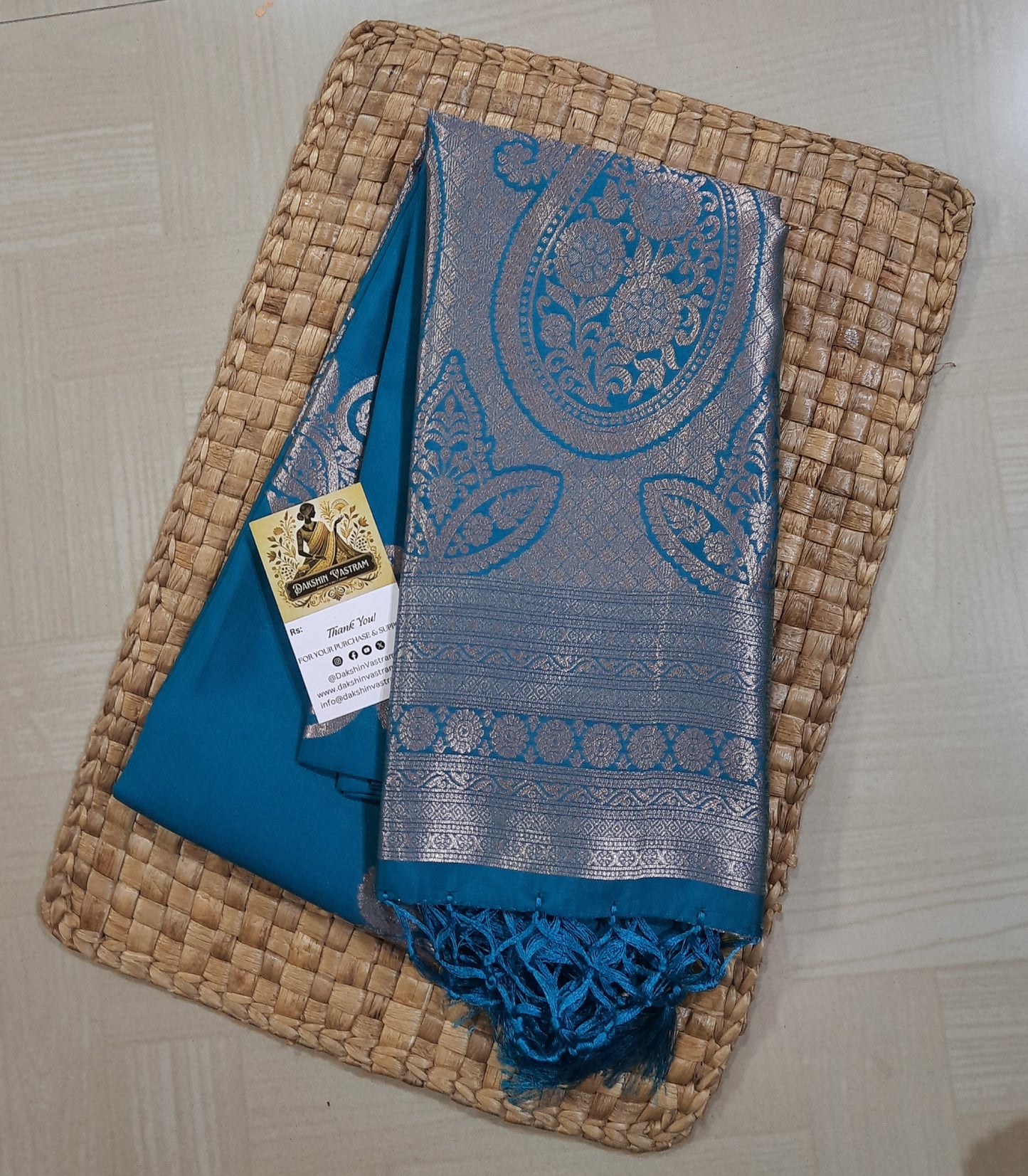 Front side view of Semi Silk Saree with soft texture and eco-friendly design