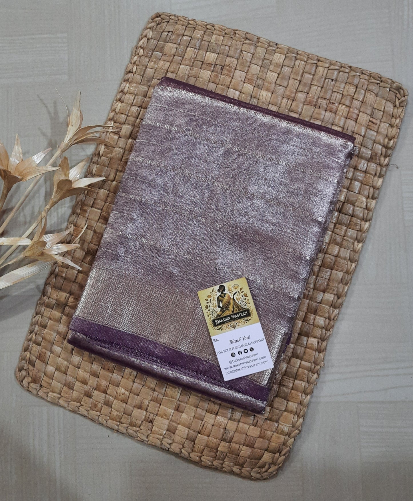 Front side view of Korat Tissue Silk fabric with soft texture and luxurious sheen