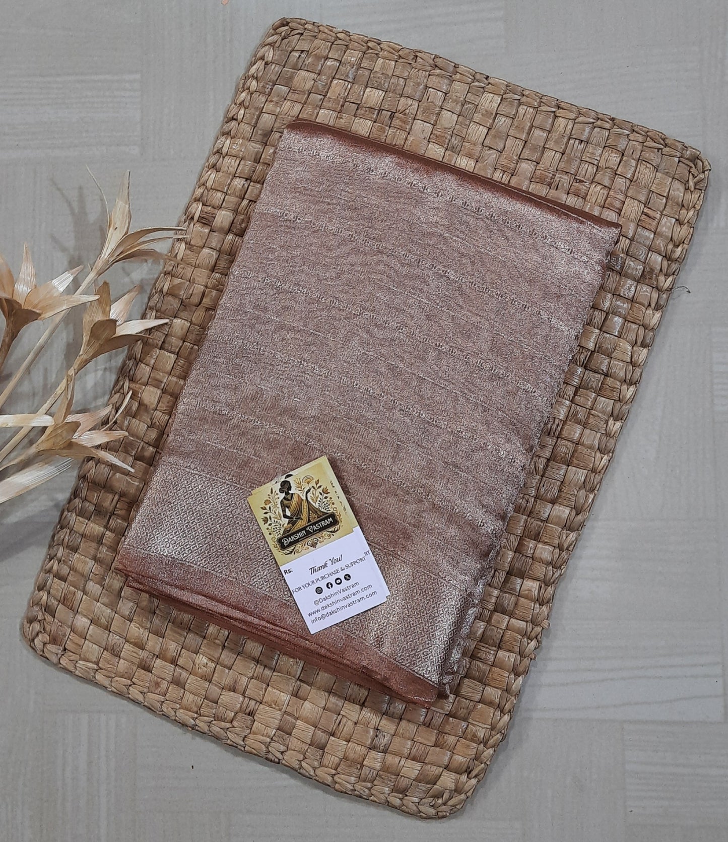 Front side view of Korat Tissue Silk fabric with smooth texture and natural sheen