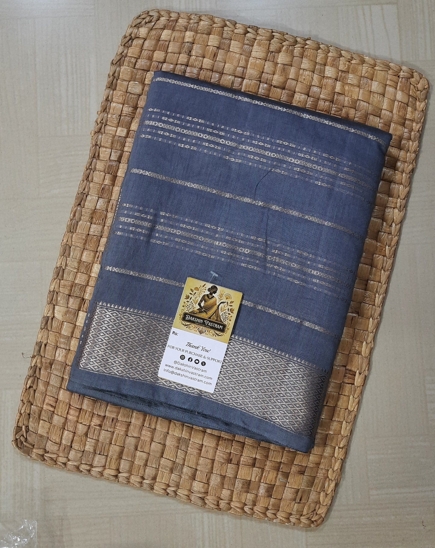 Front side view of Tussar Silk showcasing soft texture and elegant drape