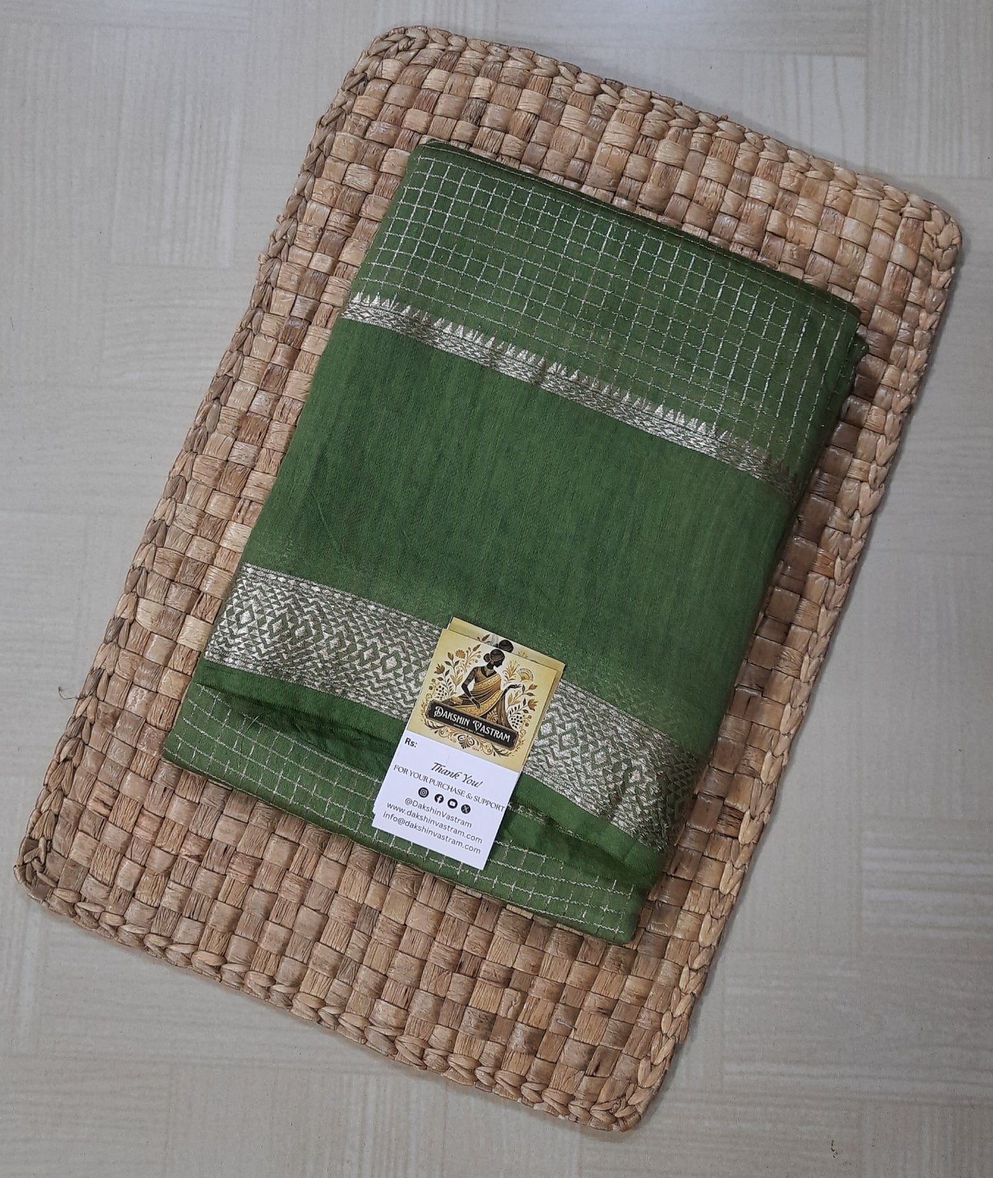 Front side view of Tussar Silk showcasing natural texture and organic elegance