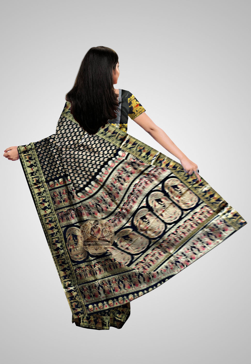 Buy Baluchari Silk Saree online – Handloom Baluchari Silk Saree rear view