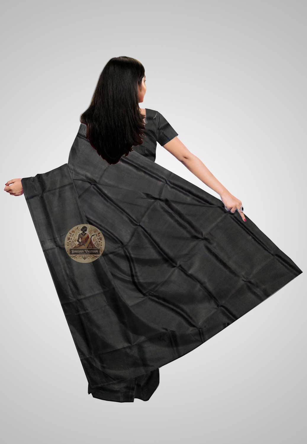 Rear view of Bishnupuri Silk Than – Premium handloom silk in UK