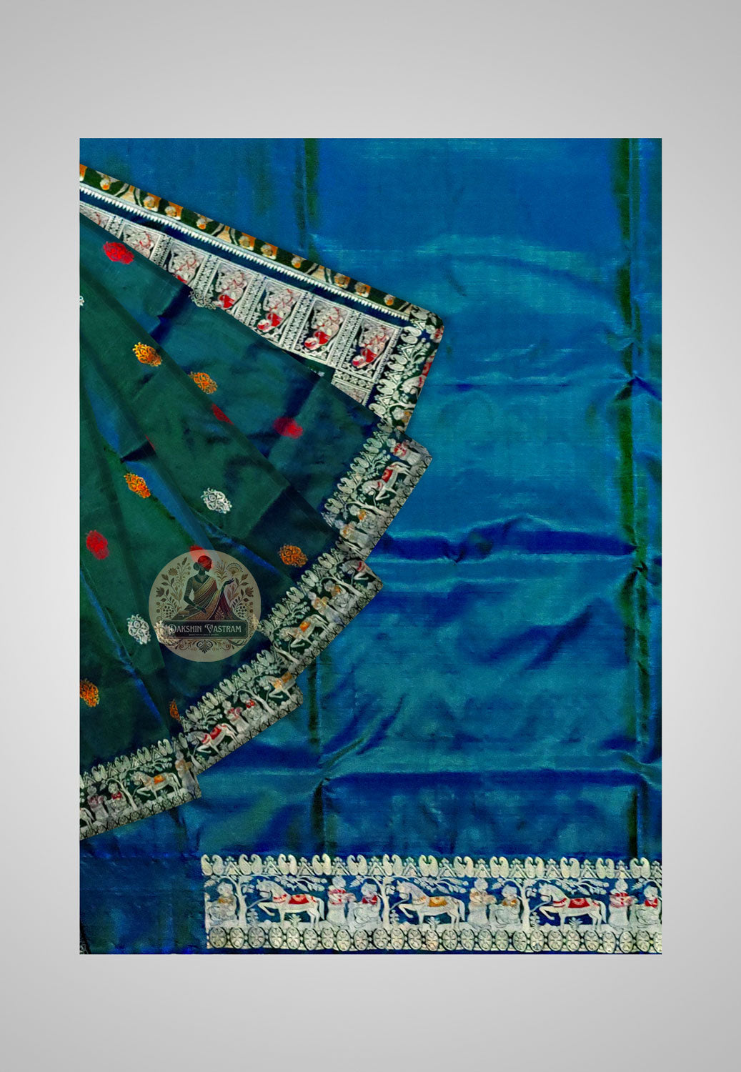 Buy Handloom Baluchari Pure Silk Saree online – full saree view