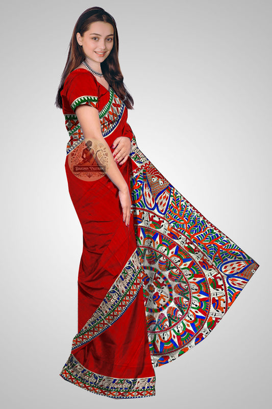 Buy Indian Tussar Saree – Side view of raw silk fabric