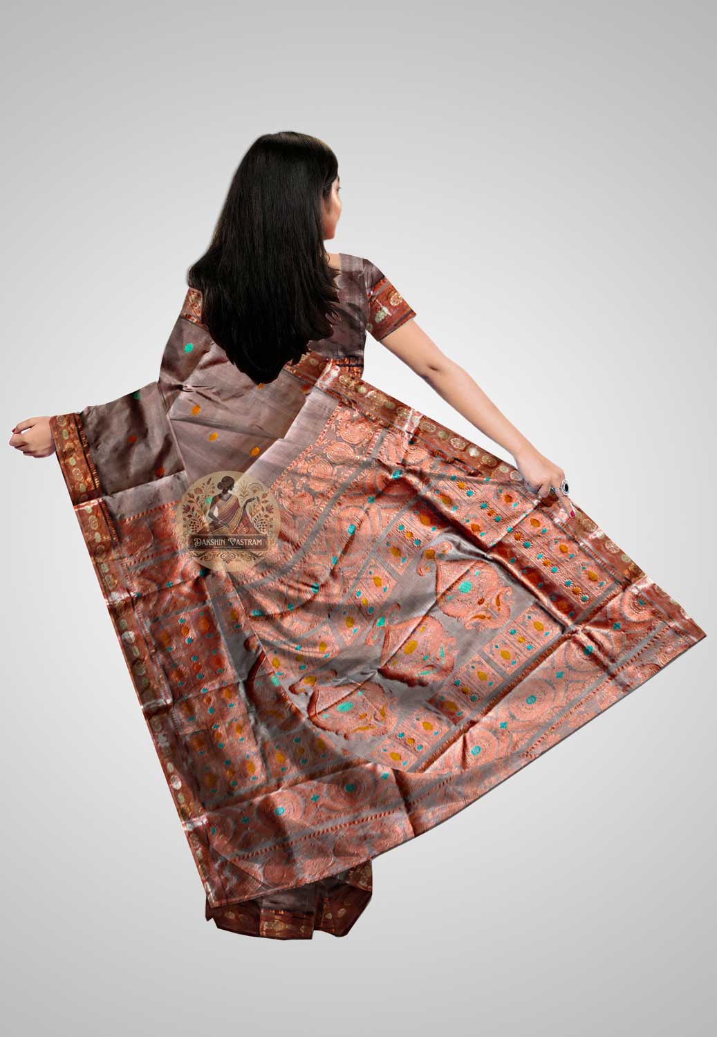 Buy Swarnachari Silk Saree online – Handloom Swarnachari Pure Silk Saree rear view