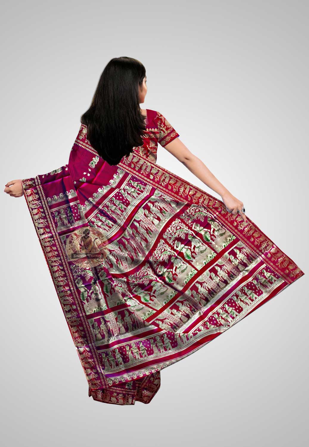 Buy Baluchari Silk Saree online – Baluchari Silk Saree rear view