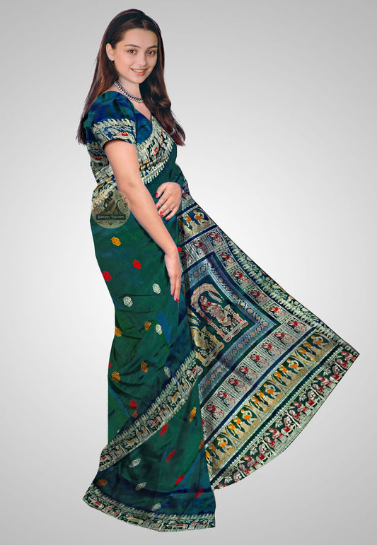 Buy Handloom Baluchari Pure Silk Saree online – side view