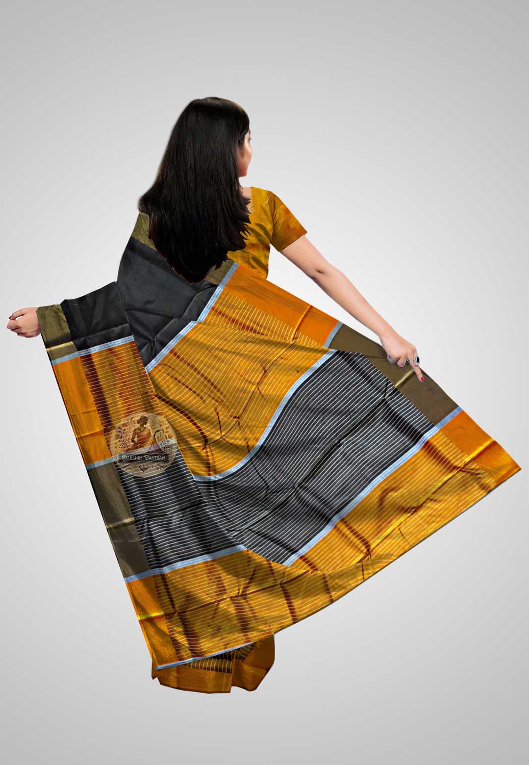 Buy Bishnupuri Katan Silk Saree online – Bishnupuri Katan Silk Saree rear view