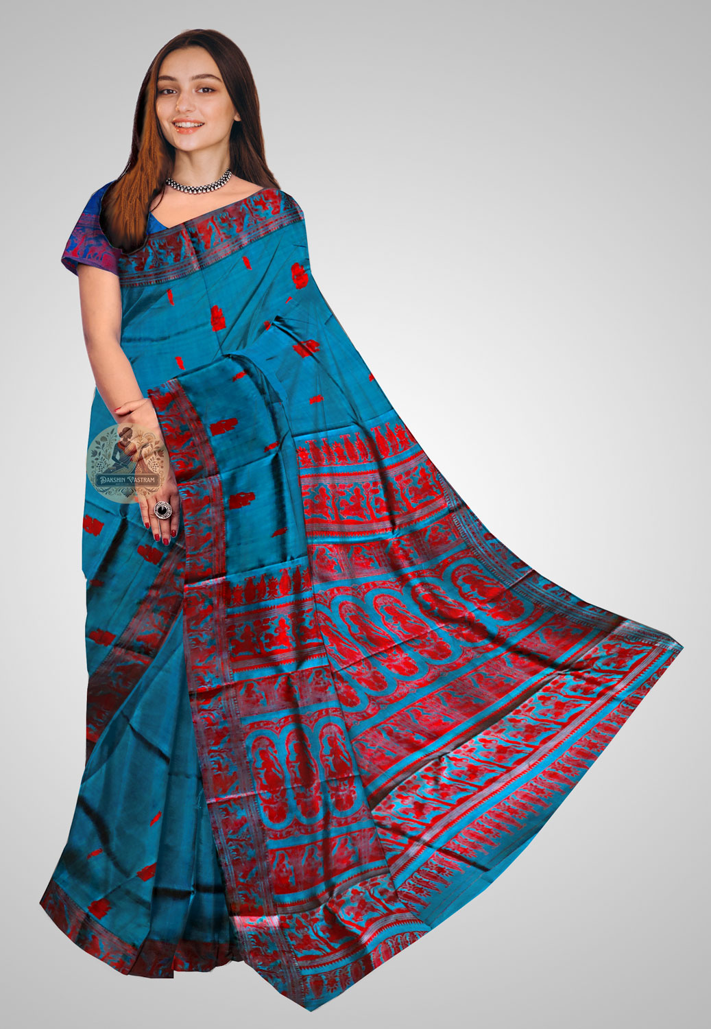 Handloom Baluchari silk saree with intricate design details