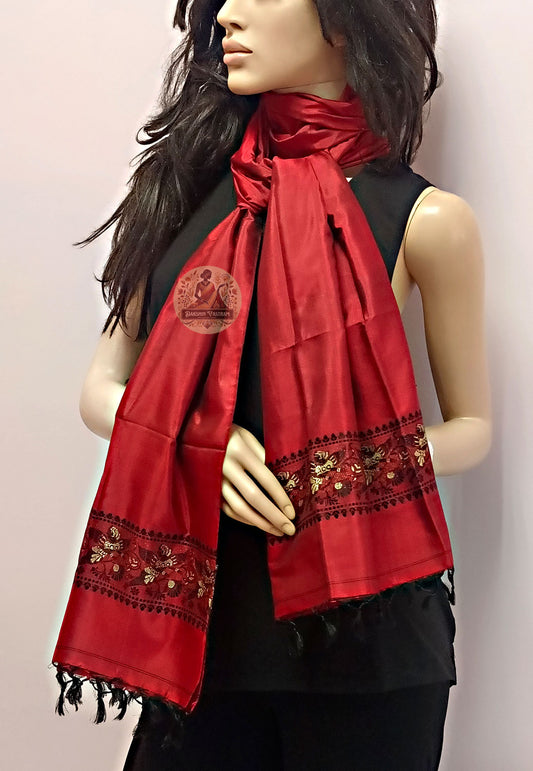 Shop Handwoven Silk Stole – Elegant side drape view