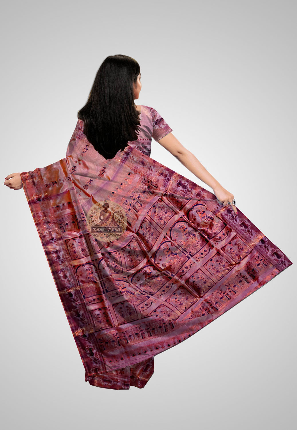 Buy Swarnachari Silk Saree online – Rear view displaying motif detail