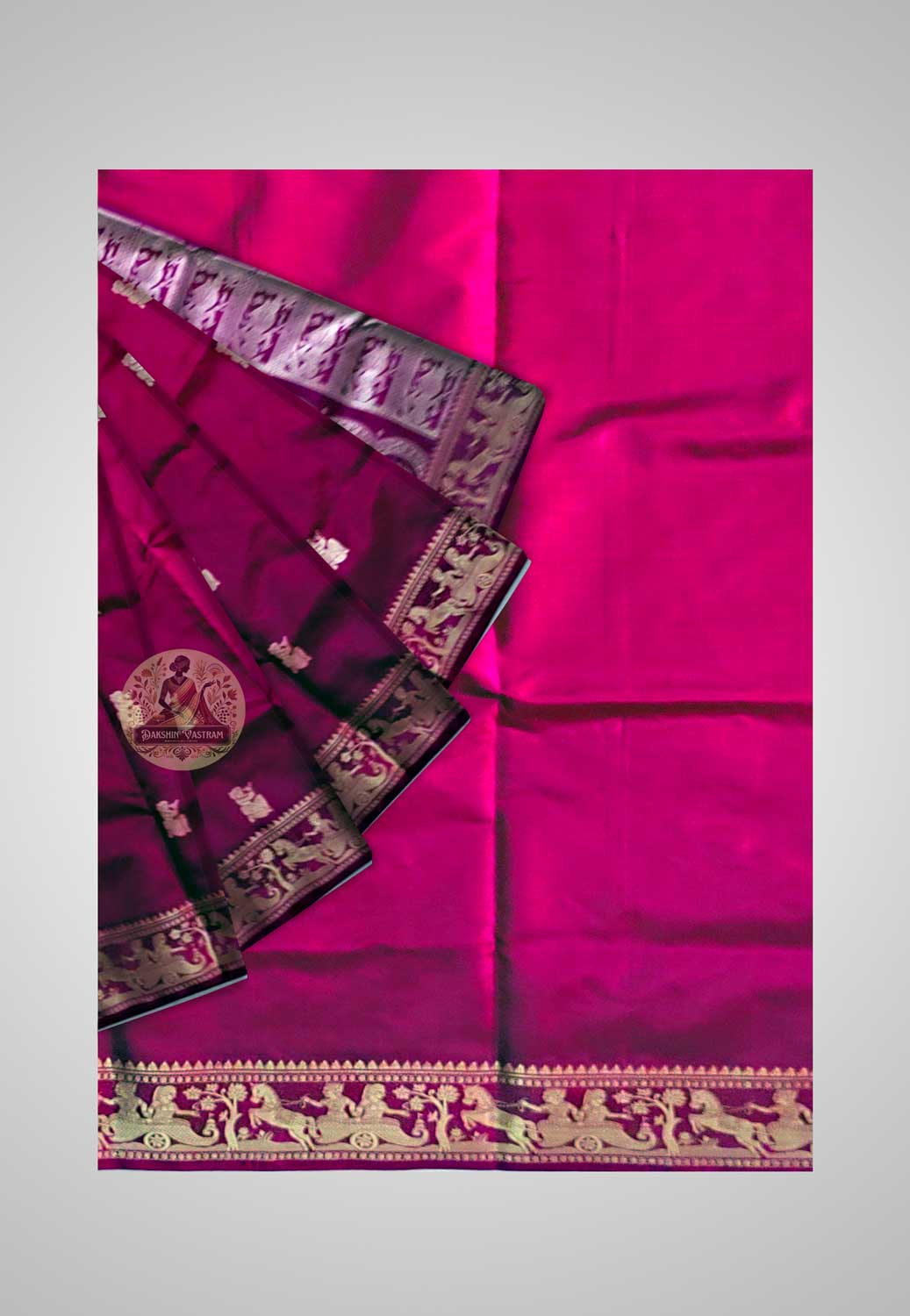 Buy Baluchari Silk Saree online – Handloom Baluchari Pure Silk Saree full saree view