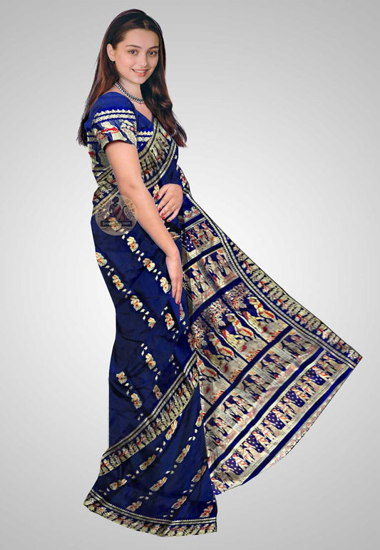 Buy Baluchari Silk Saree online – Baluchari Handloom Saree side view