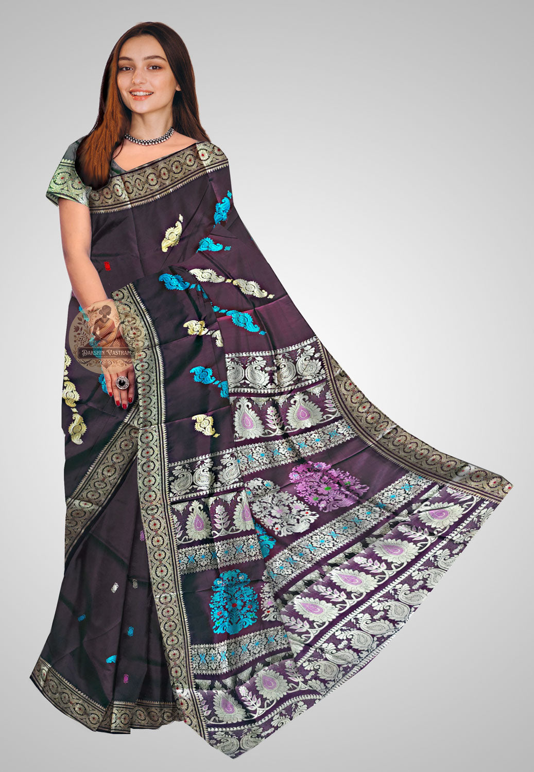 Buy Baluchari Silk Saree online – Handloom Baluchari Silk front view