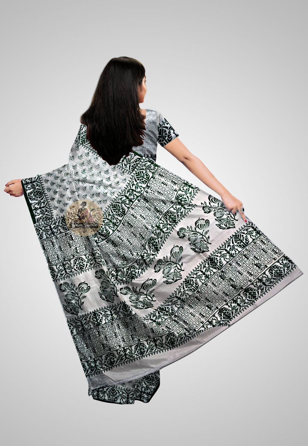 Buy Bishnupuri Katan Silk Saree online – Bishnupuri Katan Silk Saree rear view