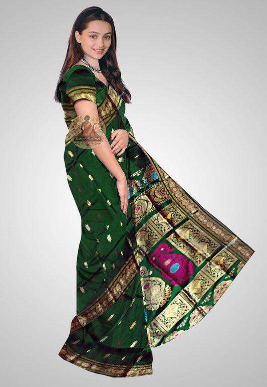 Buy Handloom Swarnachari Pure Silk Saree online – side view