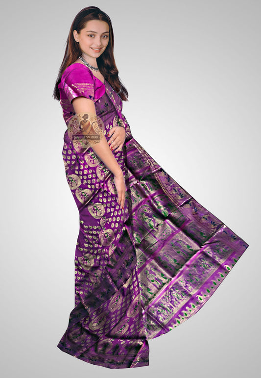 Buy Handloom Swarnachari Pure Silk Saree online – side view