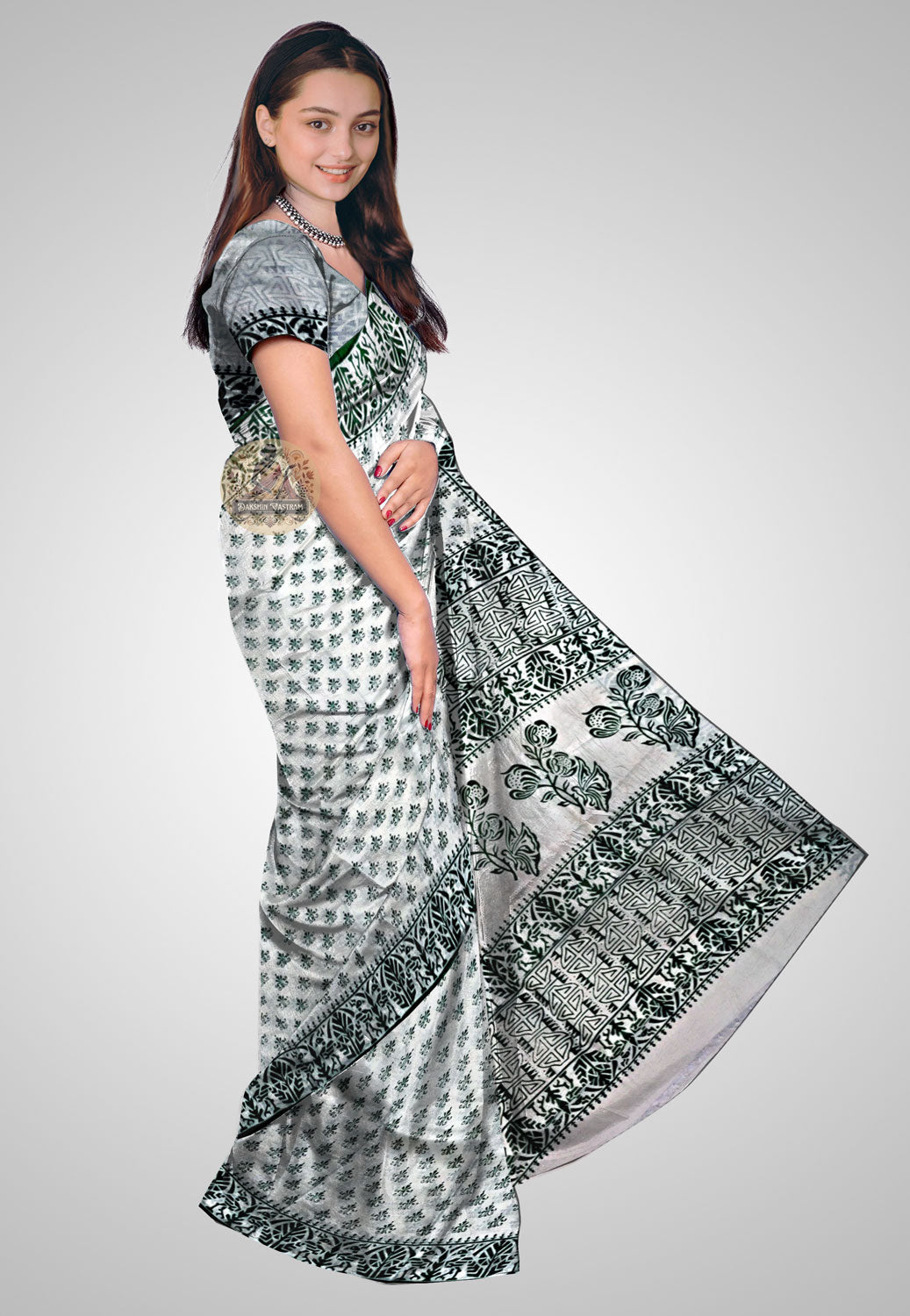 Buy Bishnupuri Katan Silk Saree online – Bishnupuri Katan Silk Saree side view