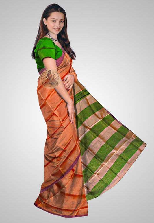 Shop Authentic Pure Silk Saree – Side shot highlighting fabric folds