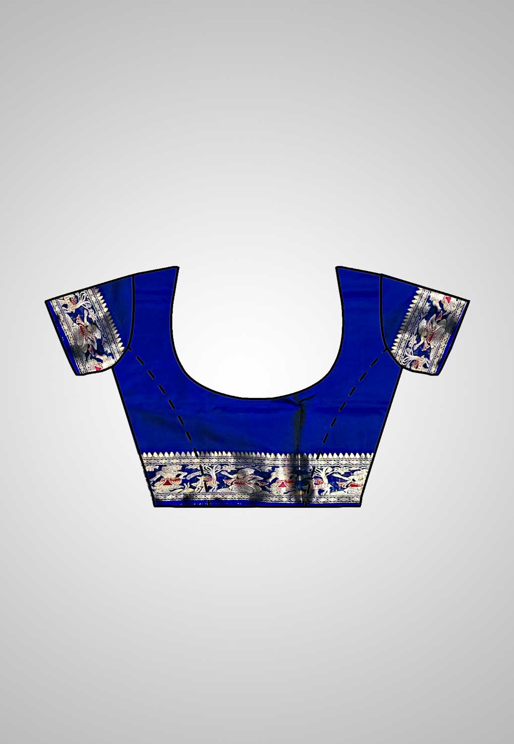 Blouse view of the saree with delicate embroidery and traditional style