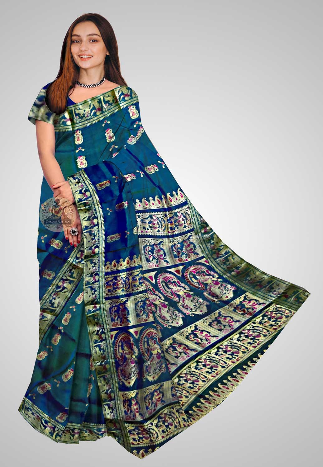 Handloom Baluchari silk saree with intricate traditional patterns