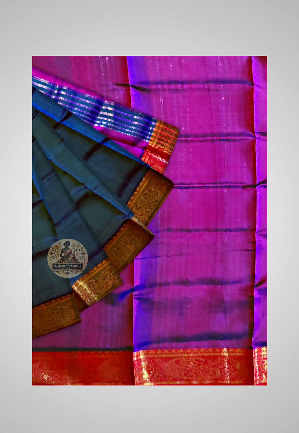 Buy Bishnupuri Silk Saree online – Bishnupuri Handloom Katan Silk Saree full view