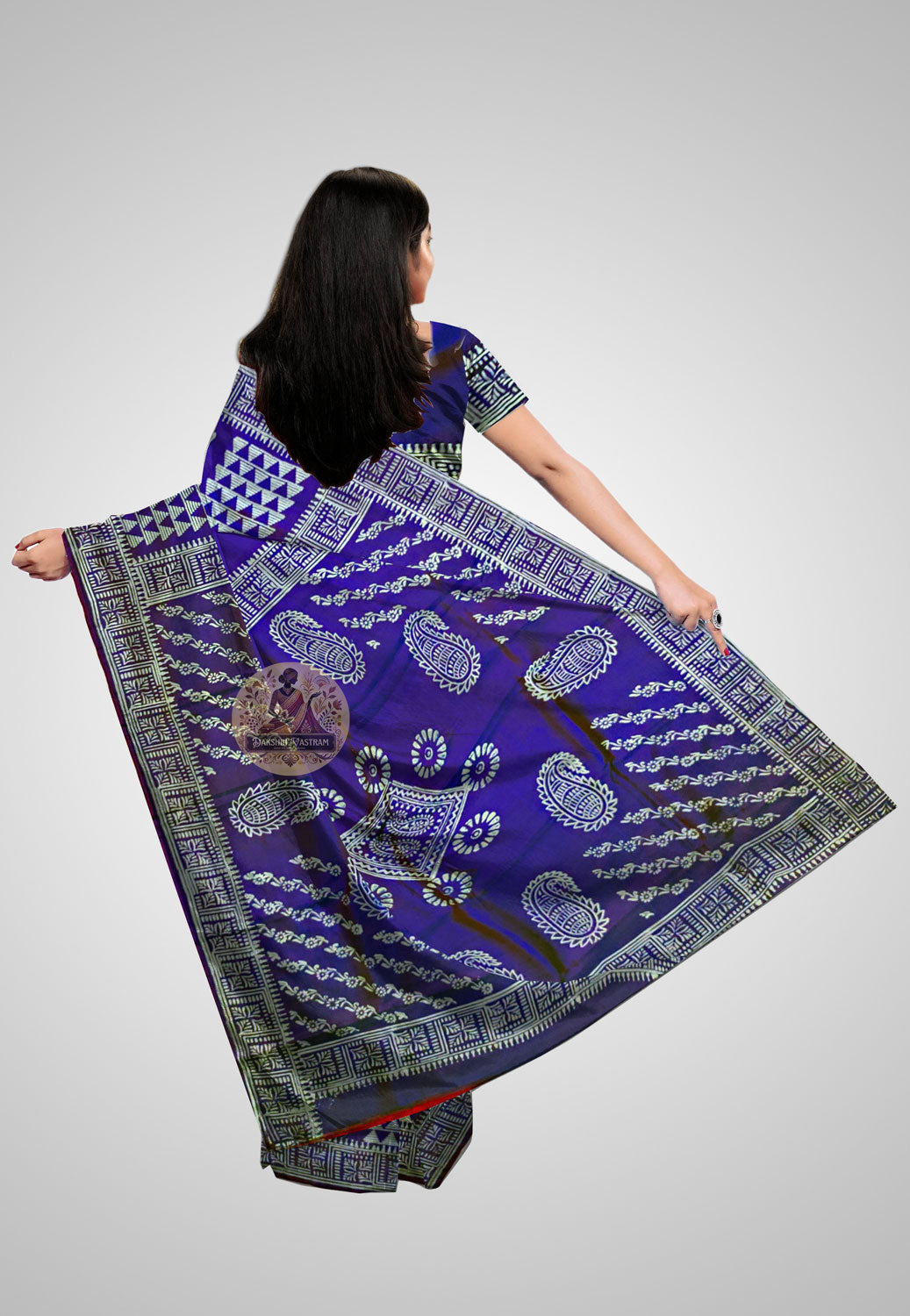 Buy Bishnupuri Katan Silk Saree online – Bishnupuri Katan Silk Saree rear view